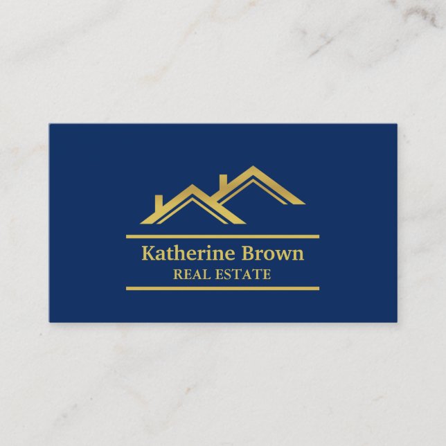 Carte De Visite Agent immobilier moderne d'immobiliers de bleu (Devant)