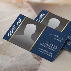 Carte De Visite Agent immobilier Moderne Marine Blue Photo