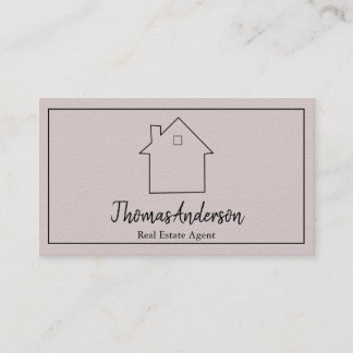 Carte De Visite Agent Immobilier Moderne Neutre Photo Maison Or
