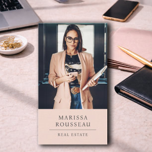 Carte De Visite Agent immobilier moderne photo Blush