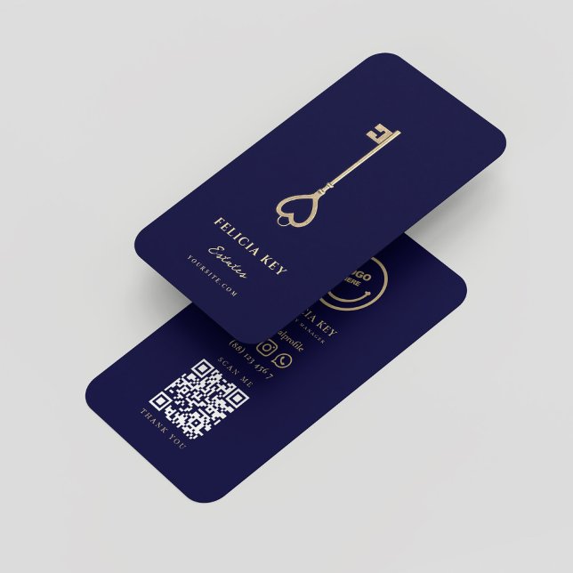 Carte De Visite Agent immobilier moderne Réaltor Midnight Blue (Modern Realtor Real Estate Agent Midnight Blue Business Card)