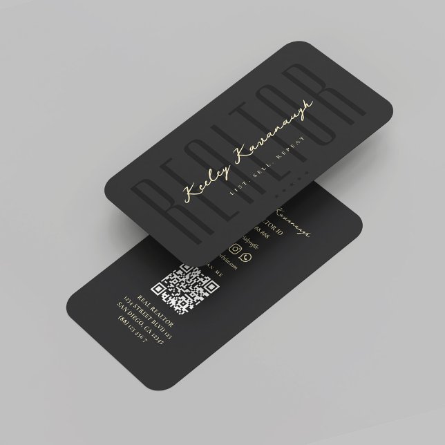 Carte De Visite Agent immobilier noir moderne Realtor (Modern Realtor Black Gold Real Estate Business Card
)