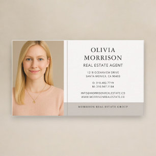 Carte De Visite Agent immobilier Photo Beige Neutre