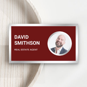Carte De Visite Agent immobilier photo en acier rouge foncé