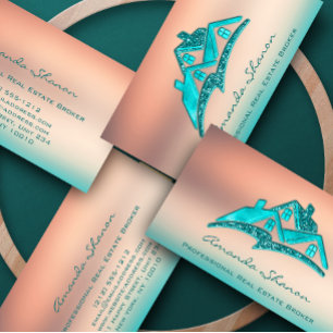 Carte De Visite Agent immobilier professionnel Broker Maison bleue