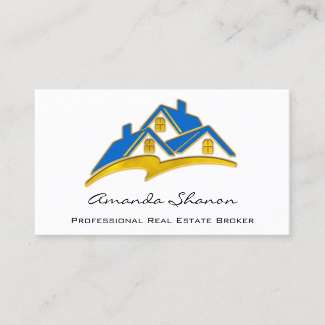 Carte De Visite Agent immobilier professionnel Broker Maison bleue (Devant)