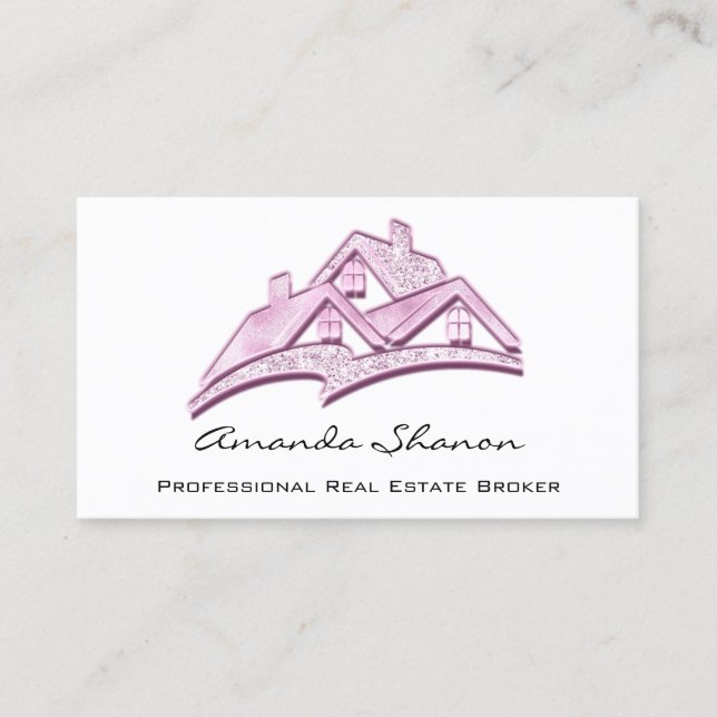 Carte De Visite Agent immobilier professionnel Broker Maison rose (Devant)