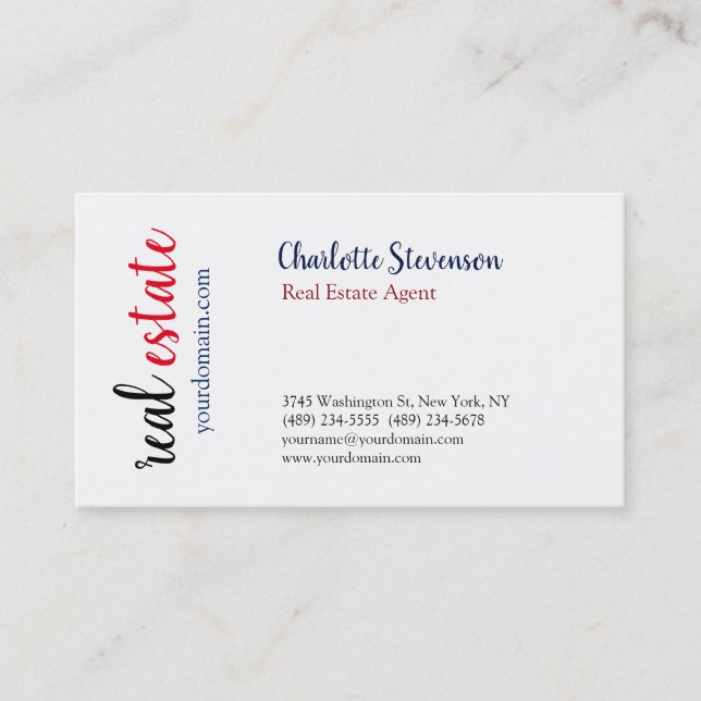 Carte De Visite Agent immobilier professionnel manuscrit (Devant)