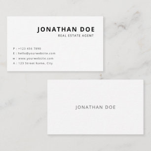 Carte De Visite Agent Immobilier Professionnel Minimaliste Blanc
