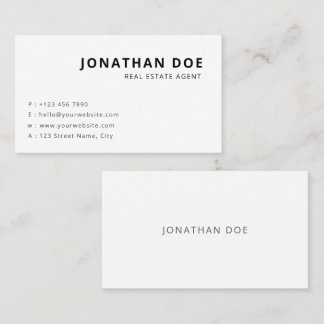 Carte De Visite Agent Immobilier Professionnel Minimaliste Blanc