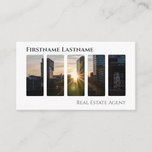 Carte De Visite Agent immobilier QR-Code bâtiments de bureau moder (Devant)