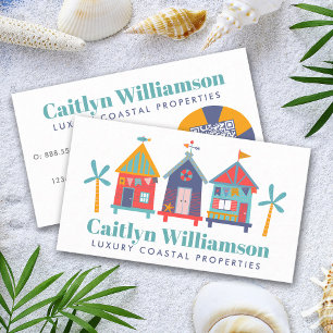 Carte De Visite Agent immobilier QR Code Fun Beach House