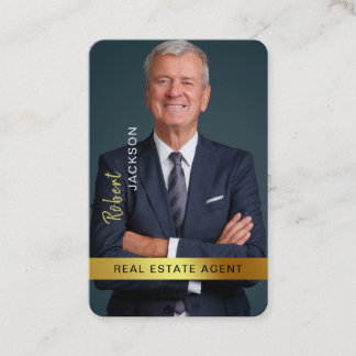 Carte De Visite Agent immobilier Realtor Black Gold Photo personna