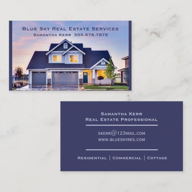 Carte De Visite Agent immobilier Services de la réalité Accueil In (Devant / Derrière)