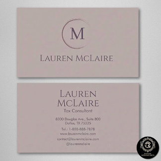 Carte De Visite Agent immobilier Taupe Monogramme Minimaliste