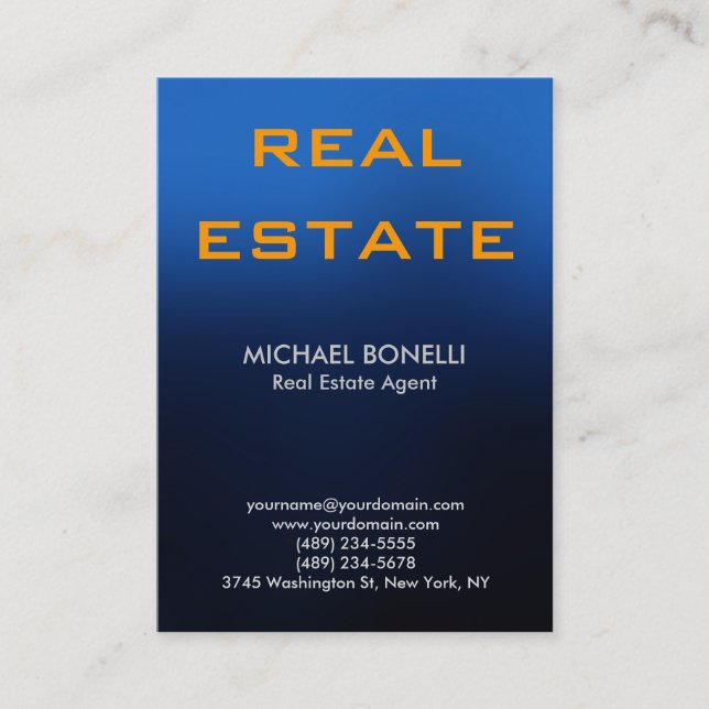 Carte de visite agent immobilier tendance bleu jau (Devant)