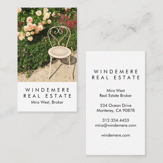 Carte De Visite Agent immobilier unique Broker Rose Garden Photo (Devant / Derrière)