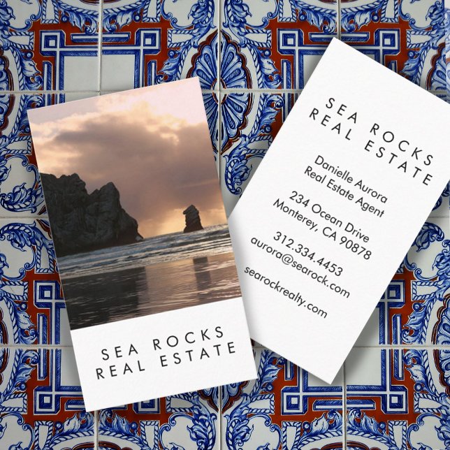 Carte De Visite Agent immobilier unique Rocks Ocean Beach Photo (Créateur téléchargé)