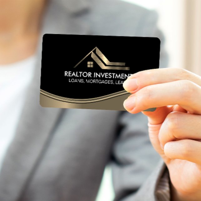 Carte De Visite Agent immobilier | Vague métallique (Créateur téléchargé)