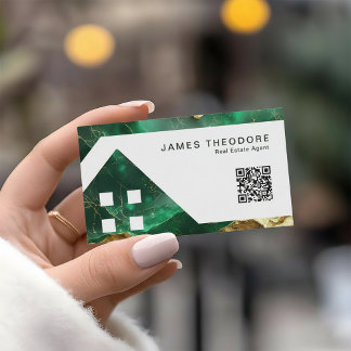 Carte De Visite Agents immobiliers élégants Emerald Gold