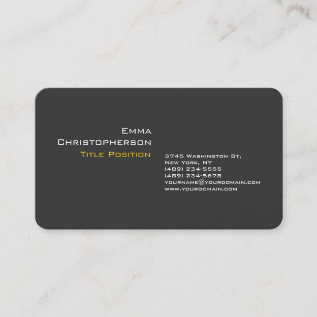 Carte De Visite Agréable Gris Jaune Professionnel Moderne (Devant)