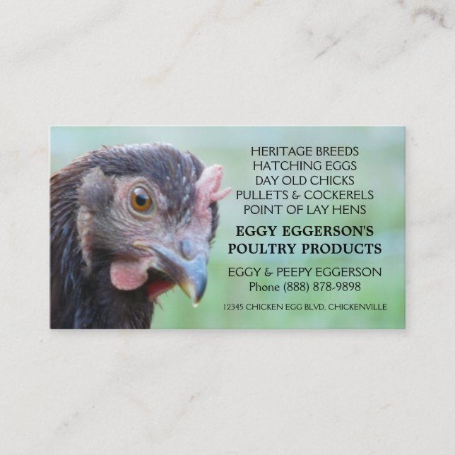 Carte De Visite Agriculteur d'oeufs de poulet de poule de rouge (Devant)