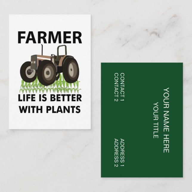 Carte De Visite Agriculture Tracteur Agricole Agricole (Devant / Derrière)