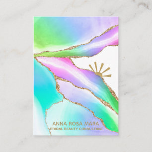 Carte De Visite *~* Agtel Pastel Rainbow Gold Veins Parties scinti