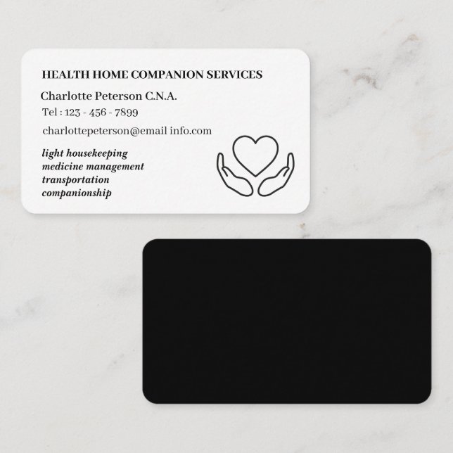Carte De Visite Aides de soins minimalistes à domicile de l'AIIC (Devant / Derrière)