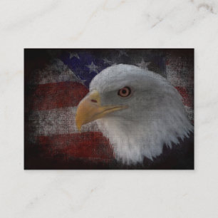 Carte De Visite Aigle à tête blanche américaine sur drapeau