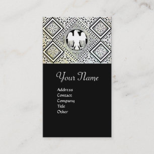 CARTE DE VISITE AIGLE ROMAIN NOIR ET BLANC AVEC MOTIFS DOMMAQUES