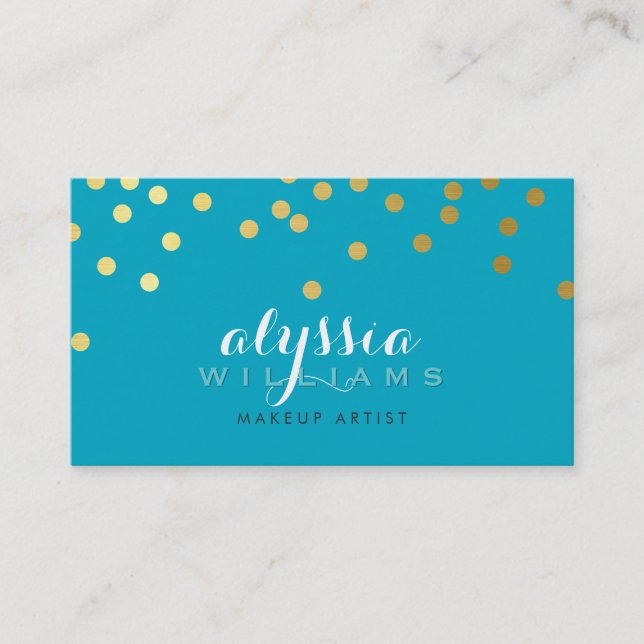 Carte De Visite Aiguille en feuille d'or glamour confetti points t (Devant)