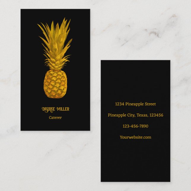 Carte De Visite Aiguille noire Tropical Elegant Gold (Devant / Derrière)