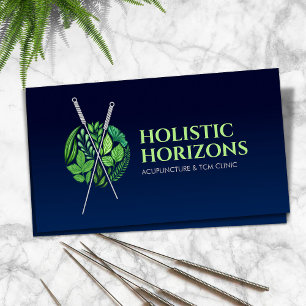 Carte De Visite Aiguilles d'acupuncture, Herbes et Feuilles