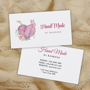 Carte De Visite Aiguilles de Tricot de coeur en fils mignons