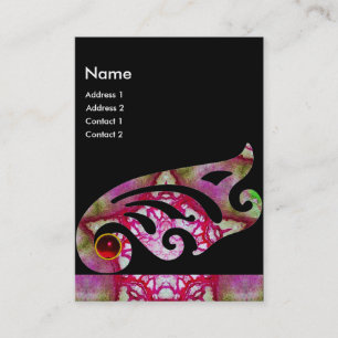 CARTE DE VISITE AILE ABSTRAITE, MONOGRAMME D'ÉTOILES ROUGES