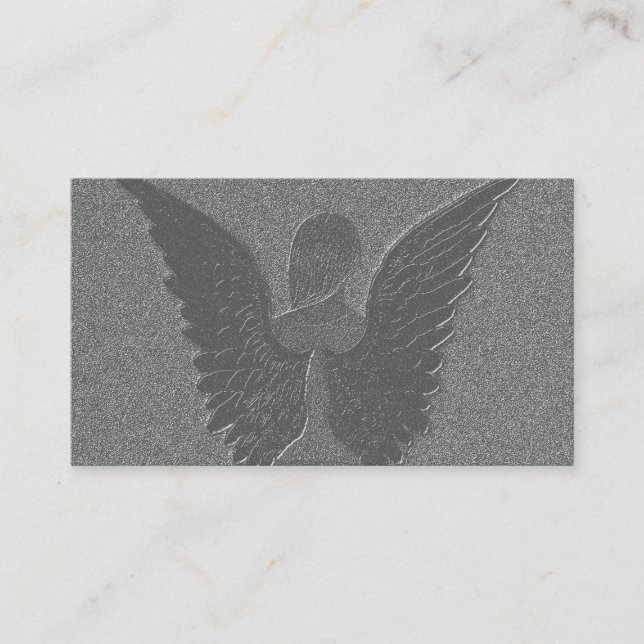 Carte De Visite Ailes argentées d'ange et ange (Devant)