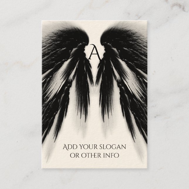 Carte De Visite AILES D'ANGE Monogramme gris-noir (Devant)
