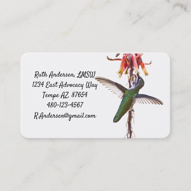 Carte De Visite Ailes de colibri (Devant)