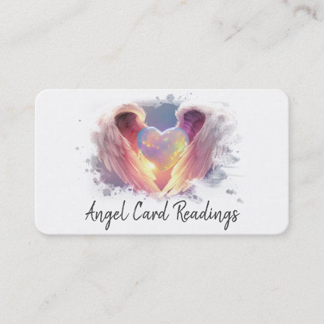 Carte De Visite *~* Ailes de l'angle du coeur opal AP78 bleu QR (Devant)