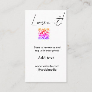 Carte De Visite Aimez-le scannez QR avis partager photo sur les ré