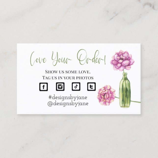 Carte De Visite Aimez votre commande Petite entreprise Insérer une (Devant)