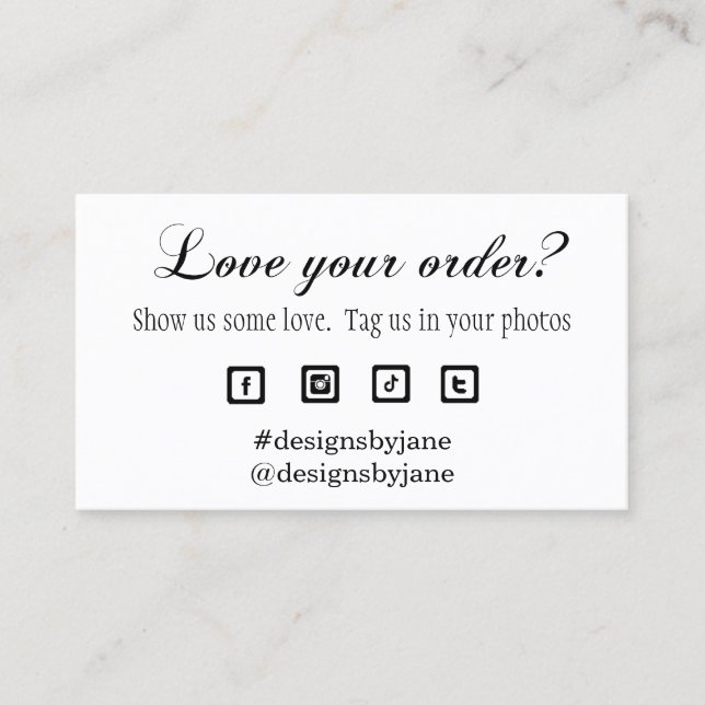 Carte De Visite Aimez votre commande Petite entreprise Insérer une (Devant)