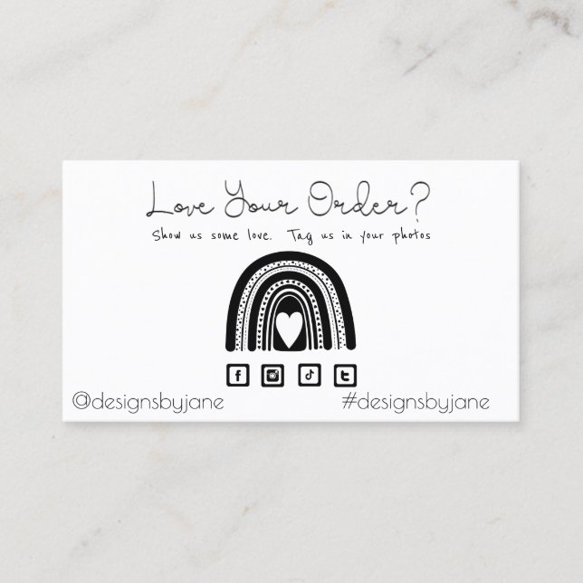 Carte De Visite Aimez votre commande Petite entreprise Insérer une (Devant)