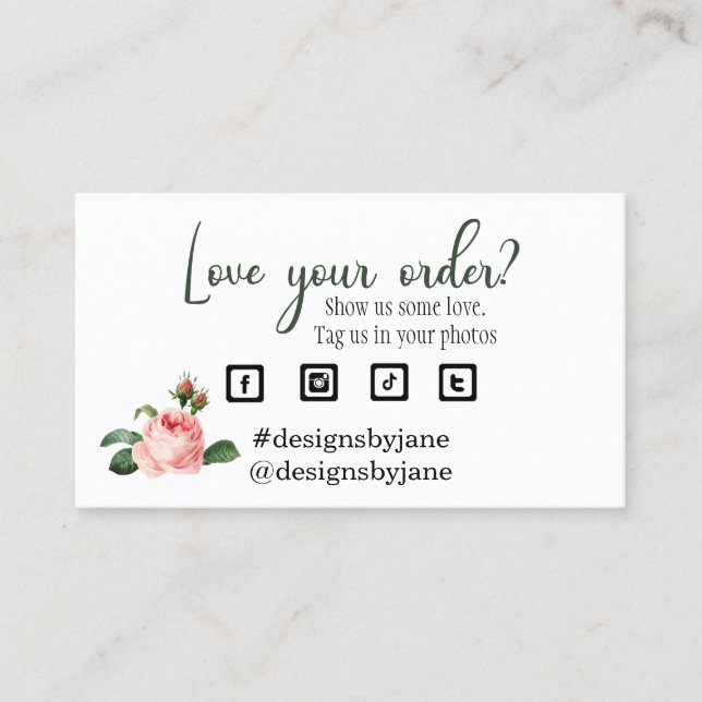 Carte De Visite Aimez votre commande Petite entreprise Insérer une (Devant)