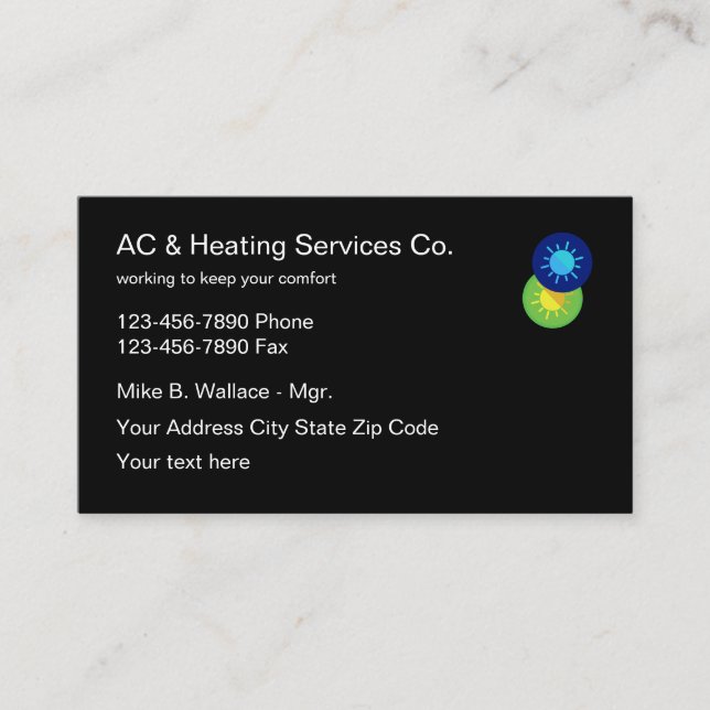 Carte De Visite Air Conditionné Services Design moderne (Devant)
