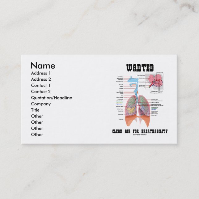 Carte De Visite Air pur Recherché pour Breathability (Devant)