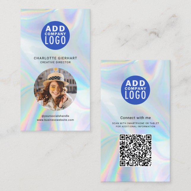 Carte De Visite Ajouter le logo de l'entreprise Code QR Photo de l (Devant / Derrière)