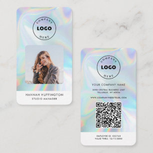 Carte De Visite Ajouter le logo QR Code employé photo Holographiqu
