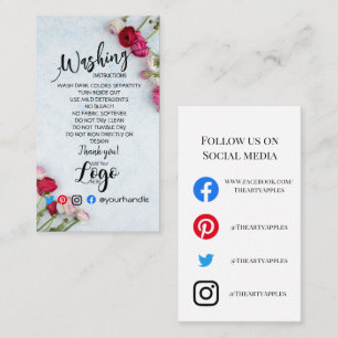 Carte De Visite AJOUTER LES instructions DE Lavage LOGO Fleur CART